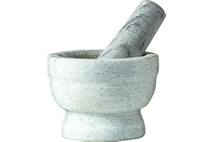 JADE TEMPLE Mortier en marbre avec pilon, grès, gris - 17438