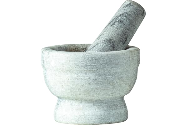 JADE TEMPLE Mortier en marbre avec pilon, grès, gris - 17438