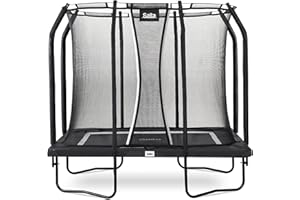 ‎SALTA Salta Premium Black Edition - 214 x 153/305 x 214/396 x 244 cm - TÜV Tested - Black - Outdoor Trampoline, Garden Trampoline, Rectangular - Set with Jumping Mat, Safety Net, Springs, Edge Cover