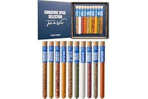 Tasty Tubes – Signature Spice Selection – Coffret d’épices – Cadeau original pour hommes & femmes – 10 mélanges d’épices du monde entier – Coffret cadeau pour passionnés de cuisine