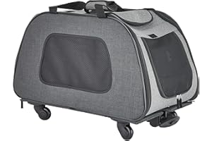 Trixie Sac à roulettes pour Chien, Noir/Gris, 34 x 43 x 67 cm