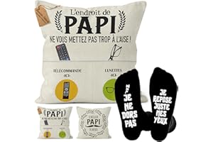 CROWNLY CRYSTAL CROWNLY® Cadeau Papi Housse De Coussin Cadeau Personnalisé Cadeau Anniversaire Homme Cadeau Papy Cadeau Grand Pere Idee Cadeau Grand Pere Housse Coussin 45x45 Cadeau Original Chaussettes Homme