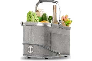 Praknu Hopfällbar Shoppingkorg Stor – 2 i 1 Utbyggbar från 25L till 35L – Tvättbart Tyg – Stabil med Aluminiumram & Förstärkt