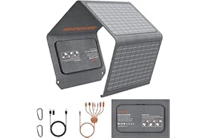 MHPOWOS Faltbares Solarpanel 40W 19V Tragbares Solarladegerät mit USB C, USB A und DC Ausgängen, Mini-Ladegerät in Buchgröße für iPhone, iPad, Powerbank, Camping, Wandern, Outdoor Reisen