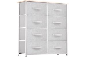 YITAHOME Cassettiera - Comò in Tessuto con 8 Cassetti per Camera da Letto, Soggiorno, Corridoio, Armadi - Struttura in Acciaio Robusto, contenitori in Tessuto Facilmente Estraibili (Grigio Chiaro)