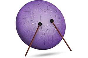 INMAKER Tongue Drum，Tambour à Main 11 Tons 10 Pouces Instrument à Percussion en Acier Avec Livre de Musique pour Éducation Musicale, Yoga, Méditation.