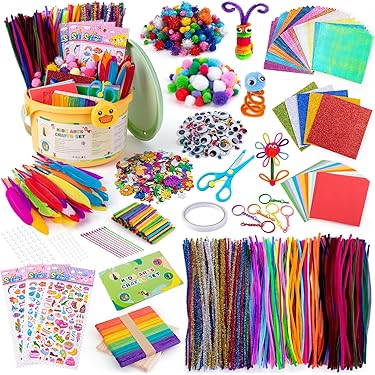 JOTOL Craft Kit for Kids,3100 Pieces,DIY Craft Box,Craft Kit for Kids Including Pipe Cleaner,Wiggle Eyes,Sticks,Feathers,Pompons,Beads, Scrapbooking,DIY Art Craft Set