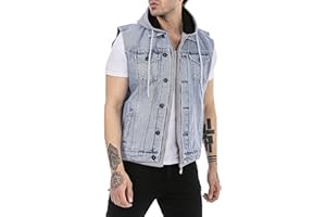 RED BRIDGE Chaleco vaquero para Hombres Con Capucha Chaqueta sin mangas Used Look