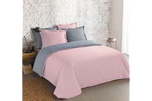 Vision Dwustronna poszewka na kołdrę, bawełna, szary/różowy, 200_x_200_cm