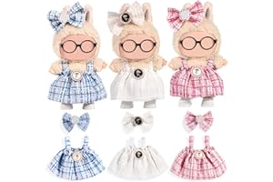DOLLBIE Total 3 Sets Chic Style 17cm Dolls Clothes Dress and Accessories Include -Soft & Stylish Costume Accessories (Doll and Glasses are Not Included)