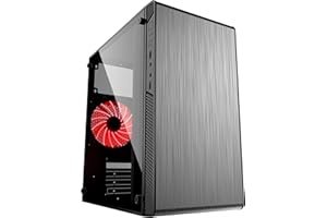 ionz KZ18 M/ATX Value PC Case Black USB 3 With Tinted Acrylic Window and 1 LED Fan (Red)