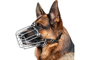 CleverTail German Shepherd Muzzle for Large Sized Dog – Metal Dog Muzzle for German Shepherd – Steel Basket Muzzle for Large Dogs – Wire Cage Mouth Guard for Medium Dogs Husky, Belgian Malinois