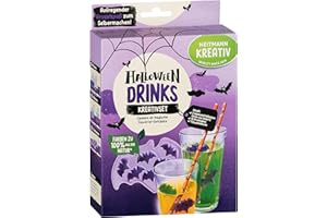 ‎‎HEITMANN KREATIV HEITMANN KREATIV - Halloween Drinks Kreativset - Pulverfarben auf Pflanzenbasis - grün & violett - bunte DIY Drinks und Eiswürfel in Fledermausform