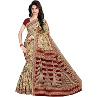 Designer 100% Pure Cotton Saree Without Blouse Piece (1332, Royal Beige tmp)