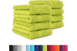 FALCO BaSaTex – zestaw 8 ręczników premium 50 x 100 cm z bawełny – zestaw ręczników frotte z zawieszką – certyfikat Öko-Tex Made in Green – zielone jabłuszko