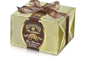 FLAMIGNI Panettone Artigianale Gran Gianduia 950 g, con Crema Gianduia, Ricoperto con Cioccolato Fondente e Granella di Nocciole, Senza Uva Sultanina e Agrumi Canditi, Confezione Regalo, Made in Italy