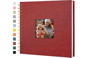 Hiwhy Album Fotografico con Copertina in Lino, Libro dei Ricordi con Pagine Bianche Kraft con Copertina Rigida 20,5 x 20,5 cm, per Viaggi, Libro Degli Ospiti, Matrimonio, Natale (20 fogli/40 pagine)