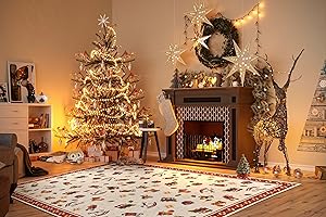‎VILLEROY & BOCH Villeroy & Boch Design Teppich Nostalgic - Toy's Delight - Christbaum Decke, Weihnachten Tannenbaum & Weihnachtsbaum für Wohnzimmer, Schlafzimmer, Esszimmer, Flur - Rot Multifarben, 160x230 cm