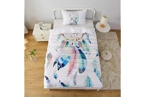 MUSOLEI Copripiumino singolo Set letto singolo Copripiumino 150 x 200 cm con 1 federa 50 x 80 cm Biancheria da Letto Poliestere accomppasogni Copripiumino una piazza e mezza