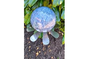 Jürgen Bocker Garten-Ambiente Blütenzauber Rotterdam Rosenkugel 15 cm Edelstahl Gartenstecker Deko mit Stab 80 cm (blau)