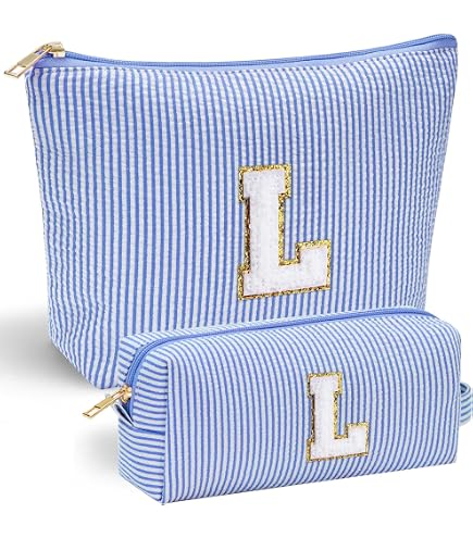 Personalisierte Make-up-Tasche Von Yamobi – Individueller Buchstabe, Canvas, 22x16x6 Cm, Perfektes Geschenk Für Frauen