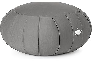 LOTUSCRAFTS Zafu coussin de méditation, hauteur d'assise 20 cm, modèle Zen rond, coussin de yoga, yoga bolster, housse en coton lavable, rembourrage d'épeautre, Certifié GOTS