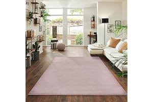 JIMRI Fashion4Home - Tappeto a pelo corto in tinta unita per salotto, cameretta dei bambini, camera da letto, studio, ufficio, corridoio e cucina, colore: rosa, dimensioni: 160 x 230 cm