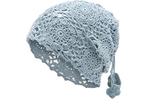 ZLYC Bonnets Printemps Automne Bonnet Souple au Crochet Fait Main pour Femmes