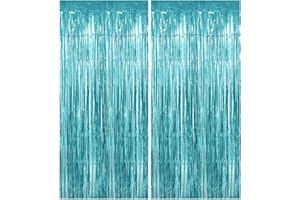 LUKTASTIC Tende Metalliche Tinsel Azzurro 2 pezzi - Decorazioni Compleanno e Festa