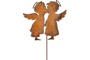 BLÜMELHUBER Decorazione da giardino a forma di angelo + angelo, 60 cm, in metallo ruggine