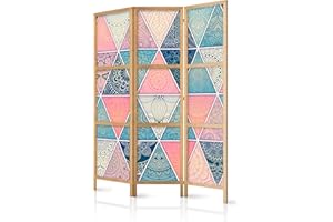 murando Paravento Mandala 3 parti Stampa unilaterale su tela in TNT Parete Divisoria Interno Separatore Stanza Pieghevole Decorazioni