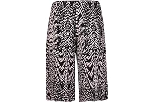 PURPLE HANGER Womens Plus Size Floral Spot Paisley Print Ladies Stretch Elasticated Waist Wide Leg Culottes Shorts