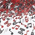 Cheereveal 200PCS Born to Rock Party Confetti Red Black, Music Note Confetti, Rock and Roll Party Decorations, Rock N Roll Theme Party Supplies Birthday Baby Shower