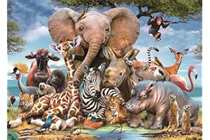 AveJoys Puzzles 1000 Teile Erwachsene Tierreich 70 x 50 cm Elefant Puzzles für Erwachsene Lernspiel Herausforderung Spielzeug 1000 Teile Rhinoceros Zebra Giraffe Puzzles für Erwachsene Kinder