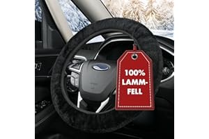‎WALSER WALSER Lammfell Lenkradbezug, 100% Lammfell Lenkradschutz, Lenkrad Bezug Fell, Auto Winter Zubehör, Lenkrad Wärmer Schwarz