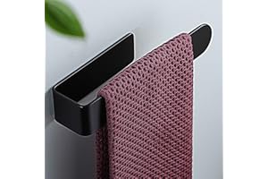YIGII Hand Towel Holder Black Towel Ring Self Adhesive Towel Rail for Bathroom, Stainless Steel