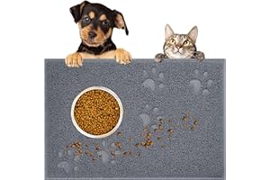 Pawsayes Dog Cat Food Mat, 60 * 40cm Pet Dog Cat Bowl Waterproof Feeding Food Mat for Bowls, 2 Sizes Easy to Clean Non Slip Cat Litter Tray Mat for Cats Pets