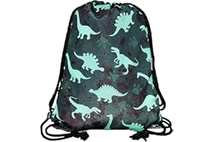 HECKBO Sac de gym pour fille et garçon - Motif dinosaure - 40x32 cm - maternelle, crèche, crèche, sac de sport, sac de sport, sac à dos de maternelle, sac à dos en tissu