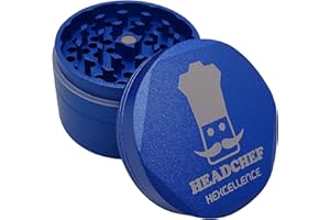 Headchef Hardcore Hexellence Ceramic Non-Stick Coated Metal Herb Grinder, 4 Piece, 62mm (Kiloton Blue)