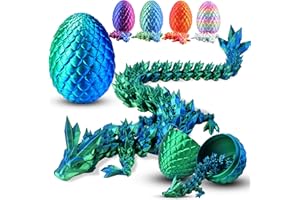 Cheloveer 3D Drache im Ei 21.5 cm 3D Drucker Drache Home Office Dekor Executive Schreibtisch Spielzeug 3D Drachen Drachenei mit Drache für Kinder Erwachsene （Lasergrün）-M