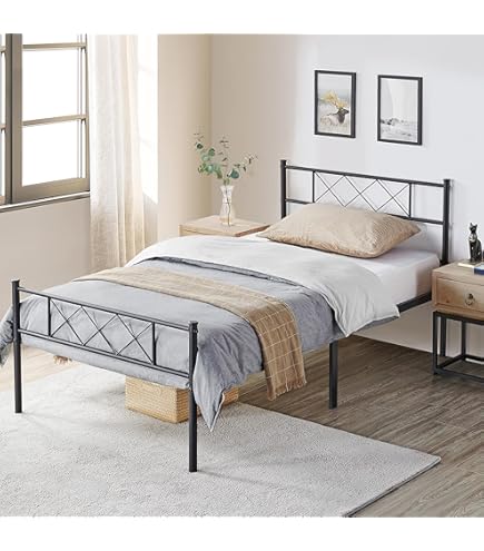 Tidyard Bedframe met hoofdeinde en voeteneinde, metaal, zwart, 180 x
