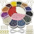 INDIKONB Glass Seed Beads for Jewelry Making - 8/0 3mm Multicolored Assortment (Pack of 5250 Beads)