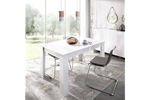 Dmora allungabile Caladora, Consolle con allunghe, Tavolo da Pranzo Multiuso, Ripiano Estensibile da Cucina, 190x90 h77 cm, Bianco Lucido, Legno ingegnerizzato