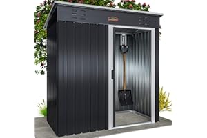 GARDEBRUK® Geräteschuppen 185x165x90cm 1,5m² Schiebetür 20kg Halter Handschuhe Belüftung rostfreies Metall Pultdach Anthrazit Gerätehaus Gartenhaus