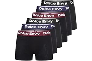 DOLCE ENVY 6-Pack Mens Boxers Shorts with Elastic Waistband Cotton Fitted Breathable Underwear Suitable for any Occasion