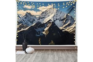 ABAKUHAUS Naturaleza Tapiz de Pared y Cubrecama Suave, Vista De Los Alpes Montaña, Colores Firmes y Durables, 150 x 110 cm, Blanco Azul Negro