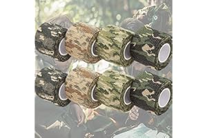 BULL TIGER PRESTIGE 8 rotoli di nastro mimetico multifunzione, impermeabile, mimetico, Camuffamento Benda Non Tessuto Autoadesivo Riutilizzabile per Militare Caccia Campeggio All'aperto Fotografia (5 cm x 4,5 m)