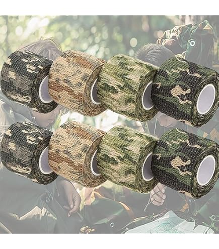 4 Rotoli Di Benda Elastica Mimetico - Nastro Autoadesivo Per Caccia, Militare E Outdoor (Verde, Deserto, ACU) - Foto 6