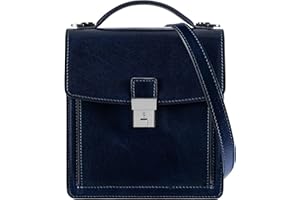 Time Resistance Leather Small Briefcase for Men Brown Crossbody Bag