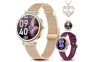FIYAPOO Montre Connectée Femme,Écran Tactile HD de 1,3 Pouces Étanche IP68,avec Appel Bluetooth Sport Smartwatch Podometre Cardiofrequencemetre Oxymetre Trackers d'Activité pour Android iOS Cadeau